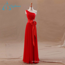 Chiffon Pleat Sashes Bow Red Bridesmaid Dress Wholesale